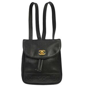 Chanel Vintage Caviar Black Leather Backpack Bag